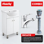 Combo Mueble de Baño Duschy Blanco 50 cm con Grifería y Desagüe