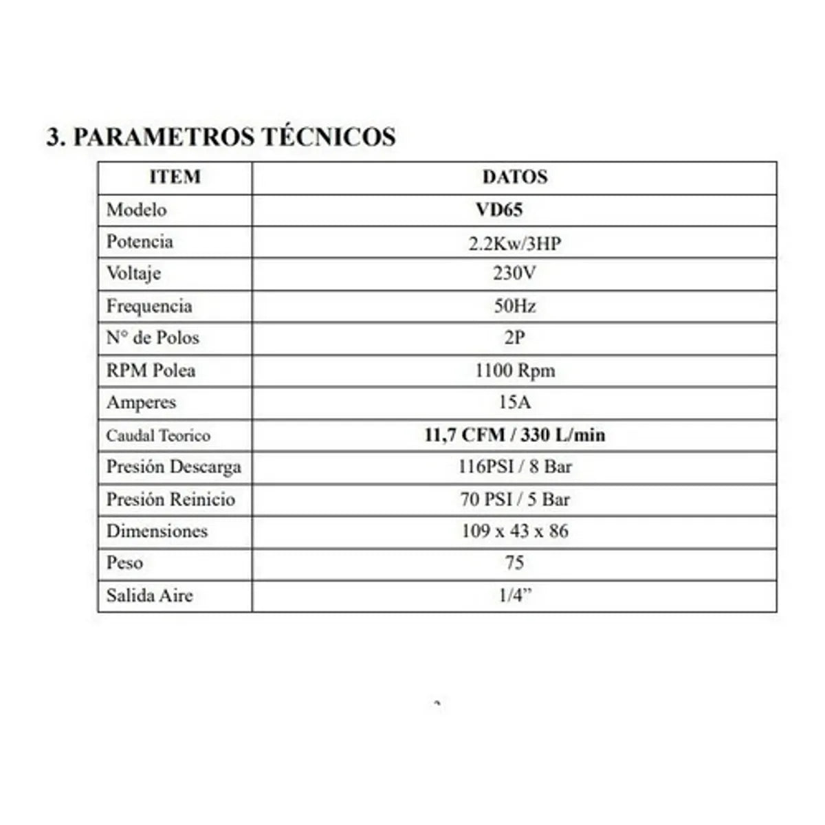 Compresor de Aire Flowmak 100 L 3 HP 8 Bar VD65-100L