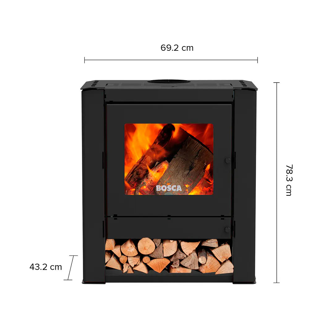 Estufa a Leña Bosca Gold 500 Black Vision Charcoal Hasta 220 m² + Kit Gratis