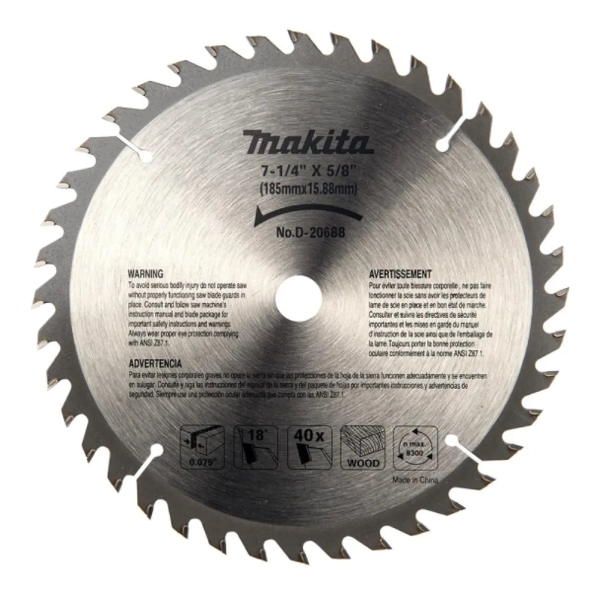 Makita Disco Para Madera 7-1/4" 40 Dientes D-20688
