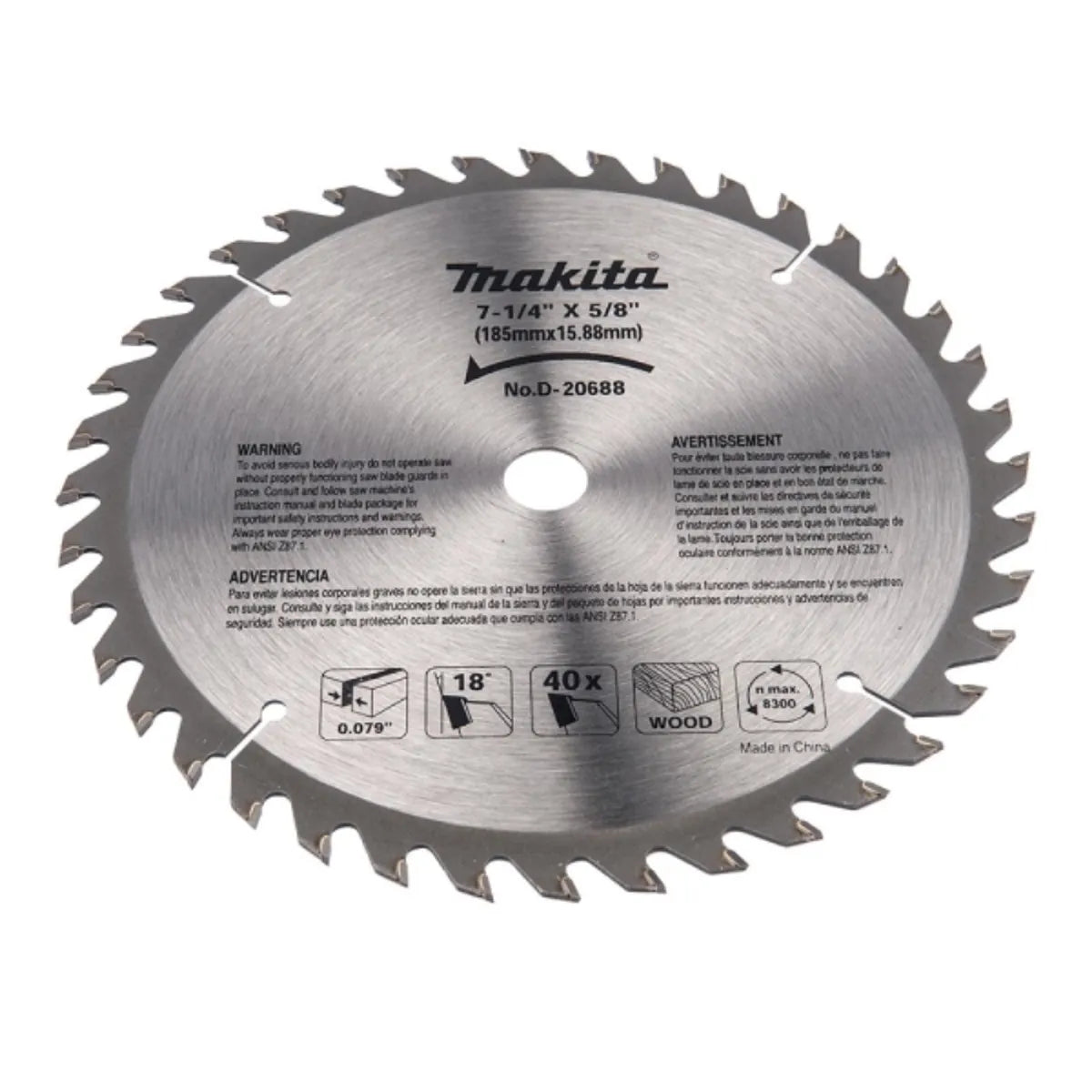 Makita Disco Para Madera 7-1/4" 40 Dientes D-20688