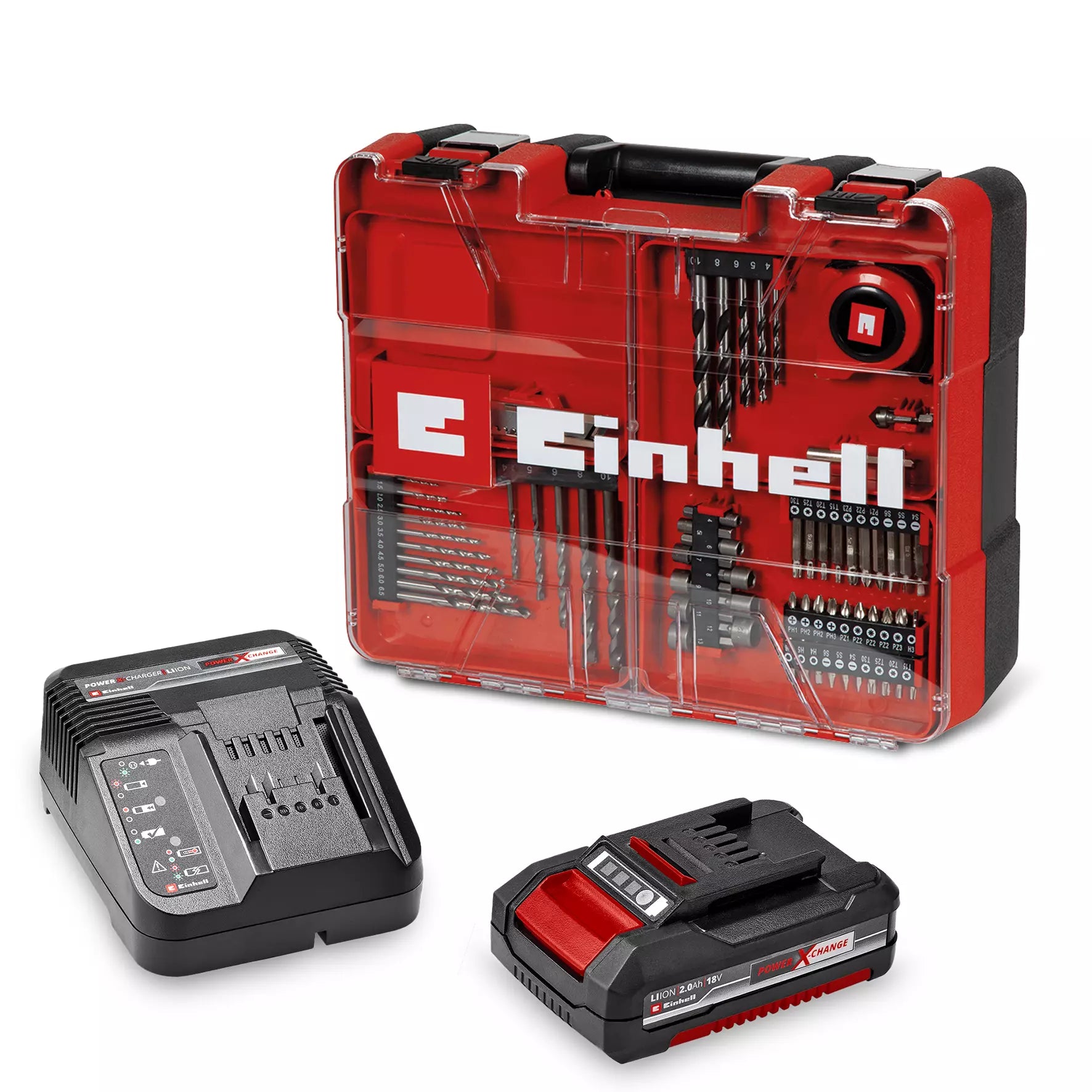 Kit Taladro Percutor Einhell TE-CD 18/40 18V + 64 Accesorios