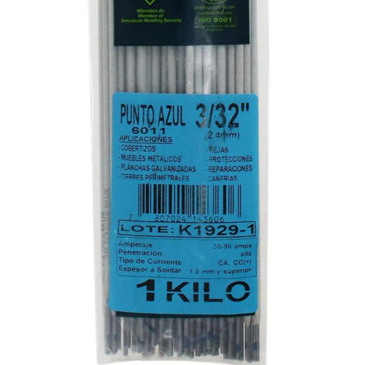 Electrodo Indura 6011 Punto Azul 3/32" 1 kg