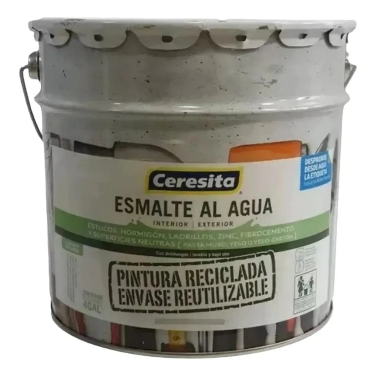 Esmalte al Agua Reciclado Ceresita Blanco Semisatinado 4 Galones