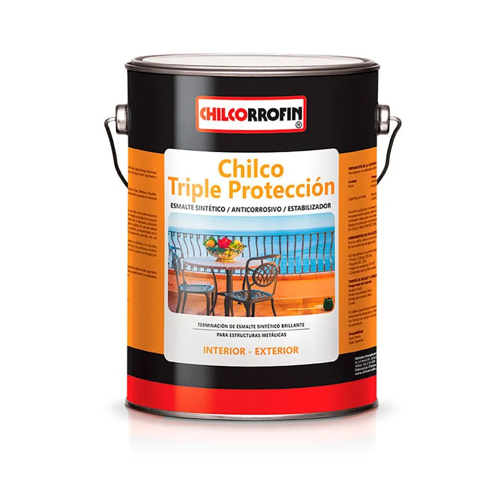 Esmalte Anticorrosivo Chilco Triple Protección Negro 1/4 Galón