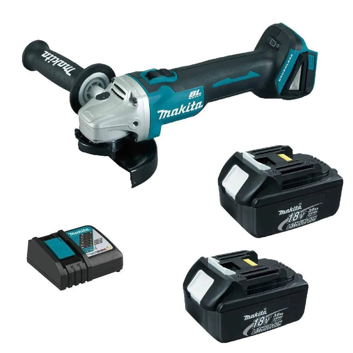 MAKITA ESMERIL ANGULAR 4 1/2" 18V DGA454RFE + 2 BATERIAS + CARGADOR