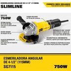 Stanley Esmeril Angular 4-1/2" 750w SG7115