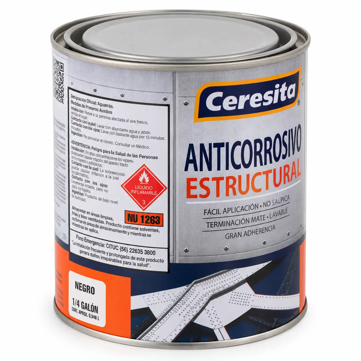 Anticorrosivo Estructural Ceresita Negro 1/4 Galón