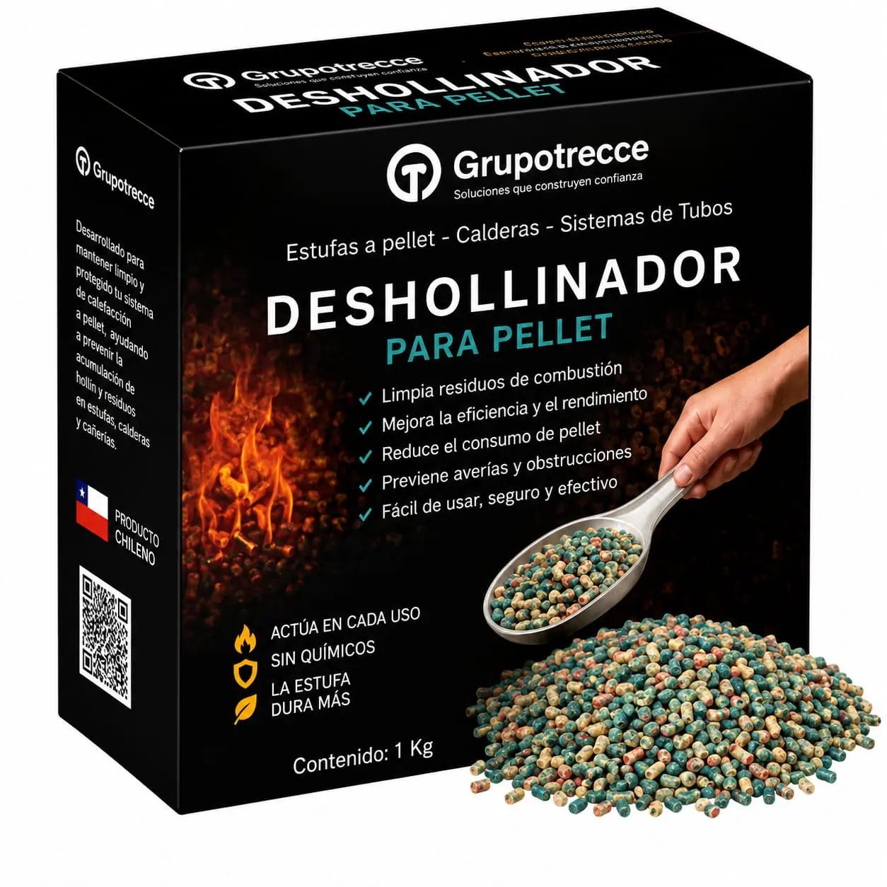 Deshollinador Químico Granulado Para pellet 1 Kg