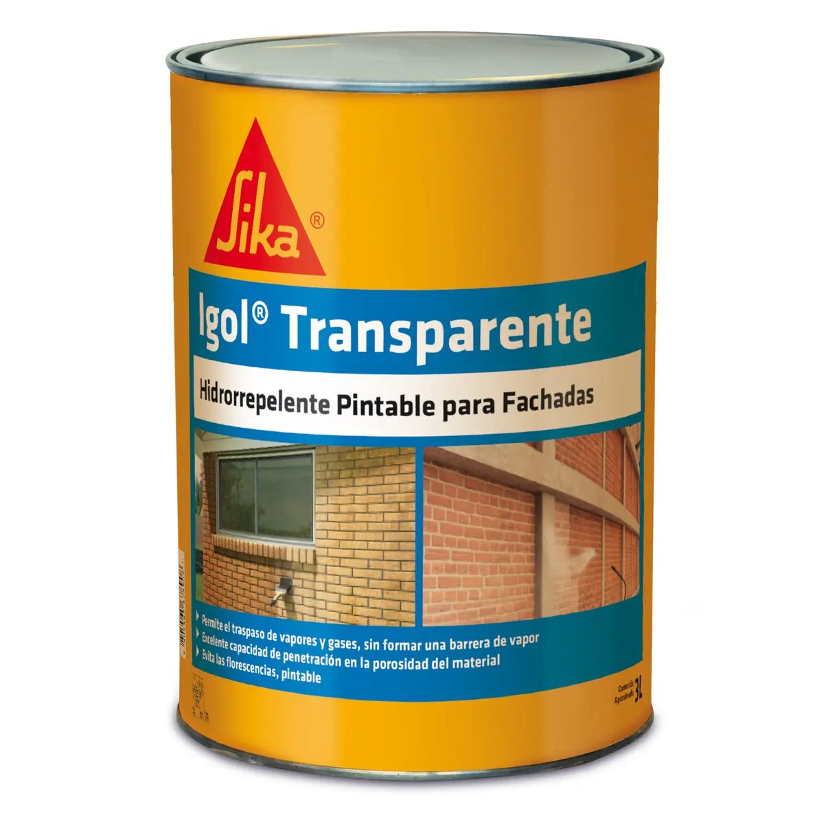 Sika Igol Transparente Hidrorrepelente Pintable Fachadas 3 lts