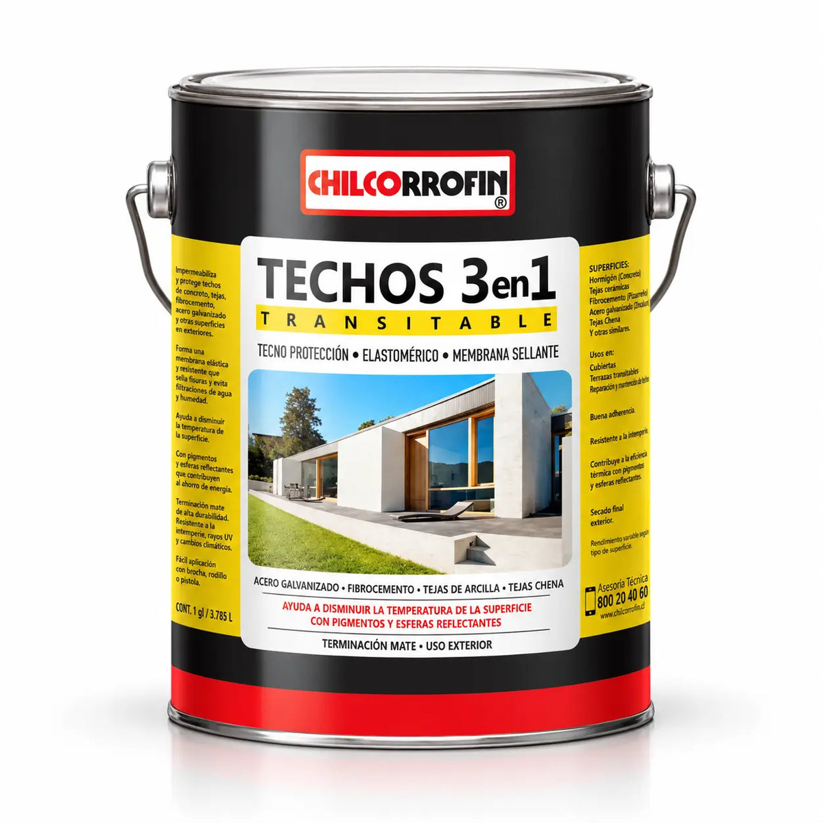 Impermeabilizante Chilcorrofin Techos 3 en 1 Negro 1 Galón