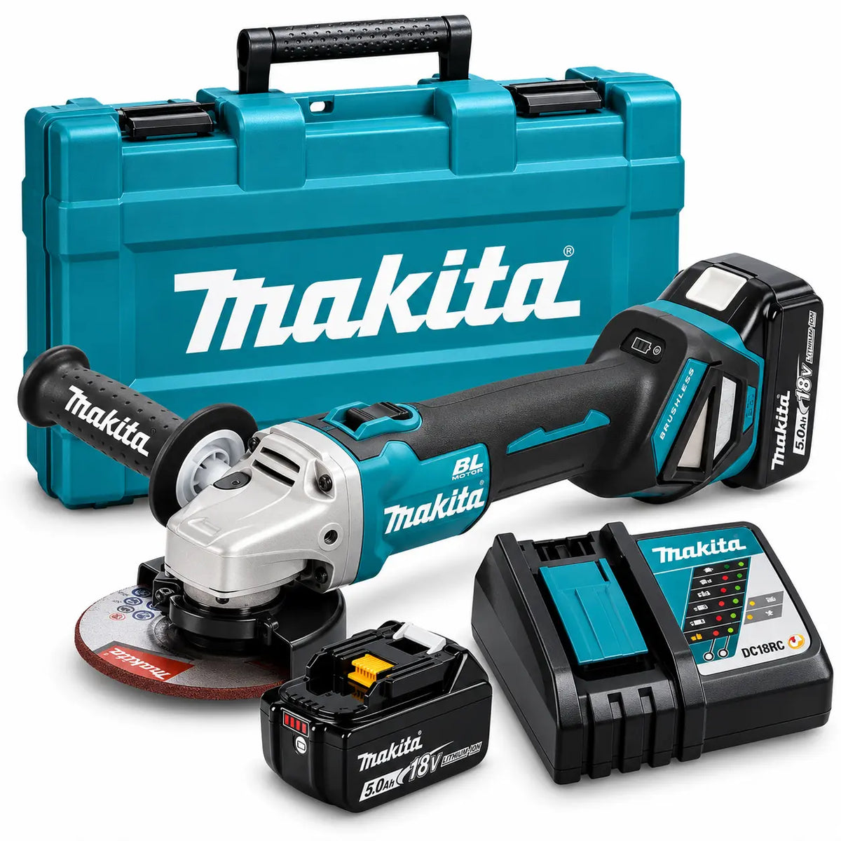 Esmeril Angular Inalámbrico Makita DGA454RF 4 1/2" 18V con Batería y Cargador