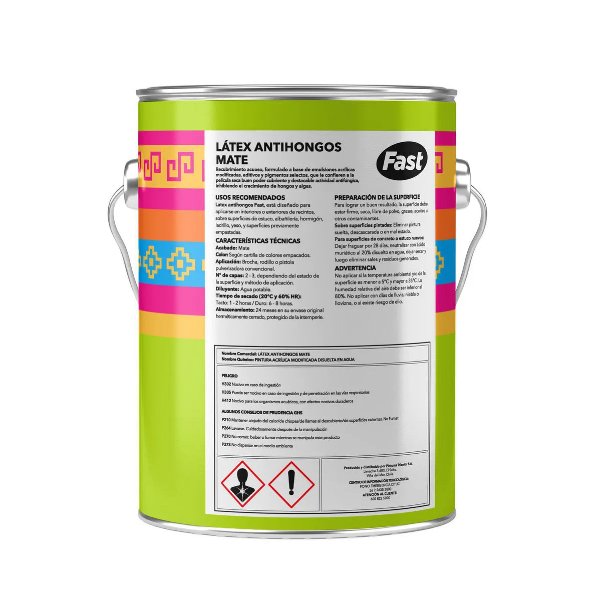 Pintura Látex Antihongos Fast Tricolor Blanco Mate 1 Galón