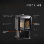 Estufa a Leña Bosca Limit 480 Hasta 220 m² + Kit de Instalación Gratis