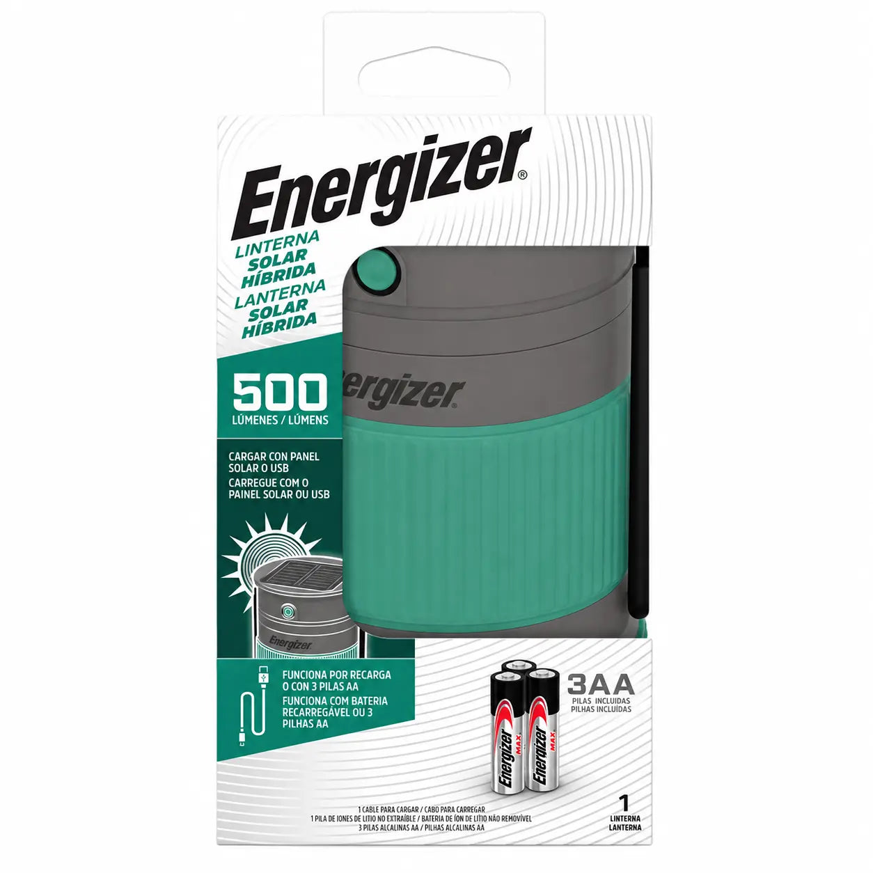 Linterna Farol Solar Híbrida Energizer 500 Lúmenes