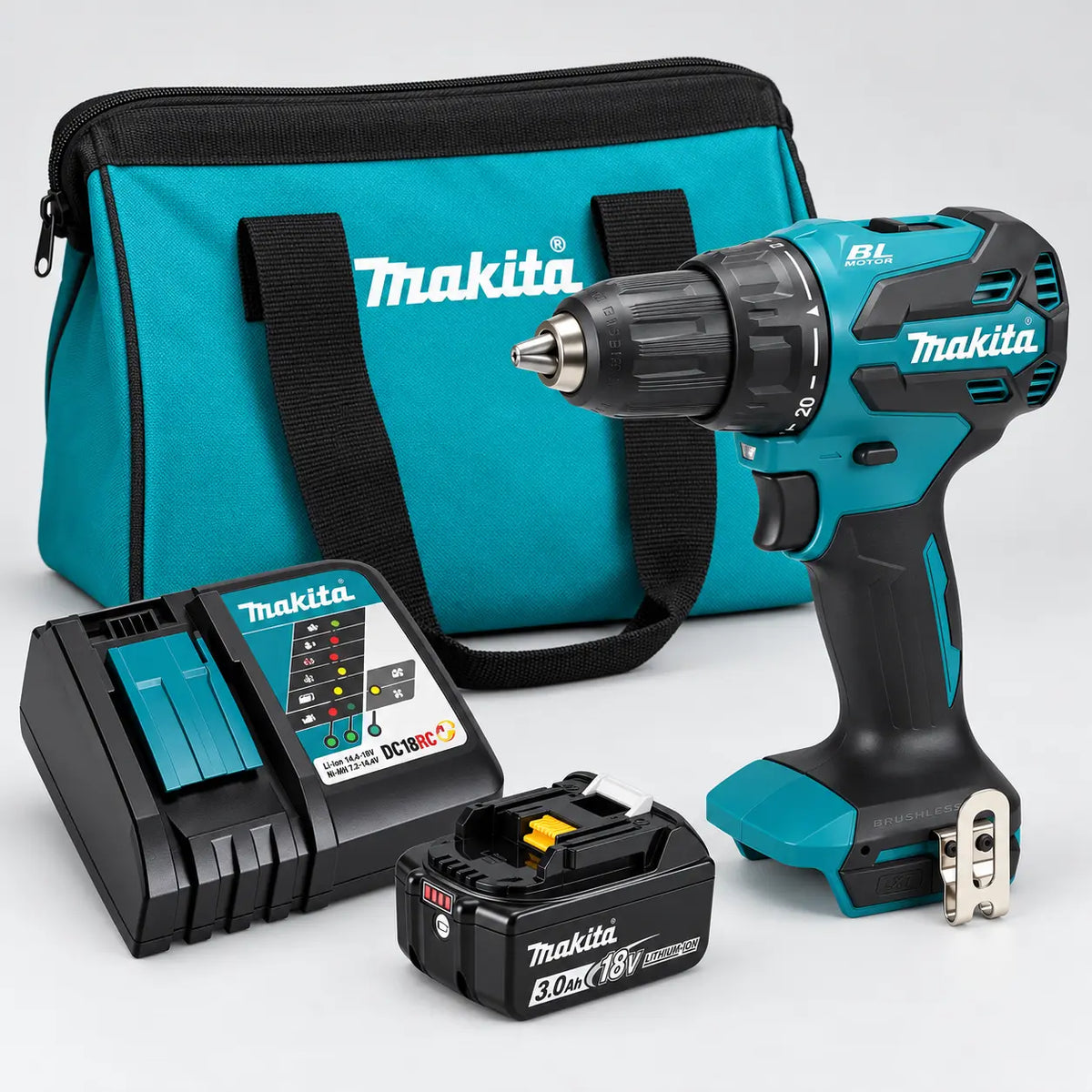 Taladro Percutor Makita DHP490RFX 18V 13 mm Brushless con Batería 3,0 Ah