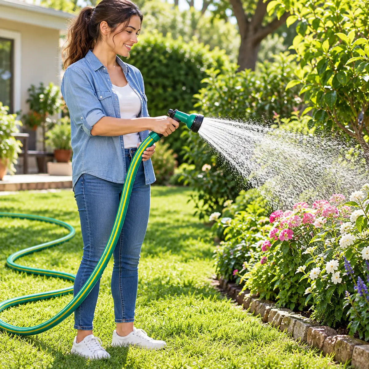 Manguera de Riego DVP Helijardín Flex 1/2" x 20 m con Accesorios
