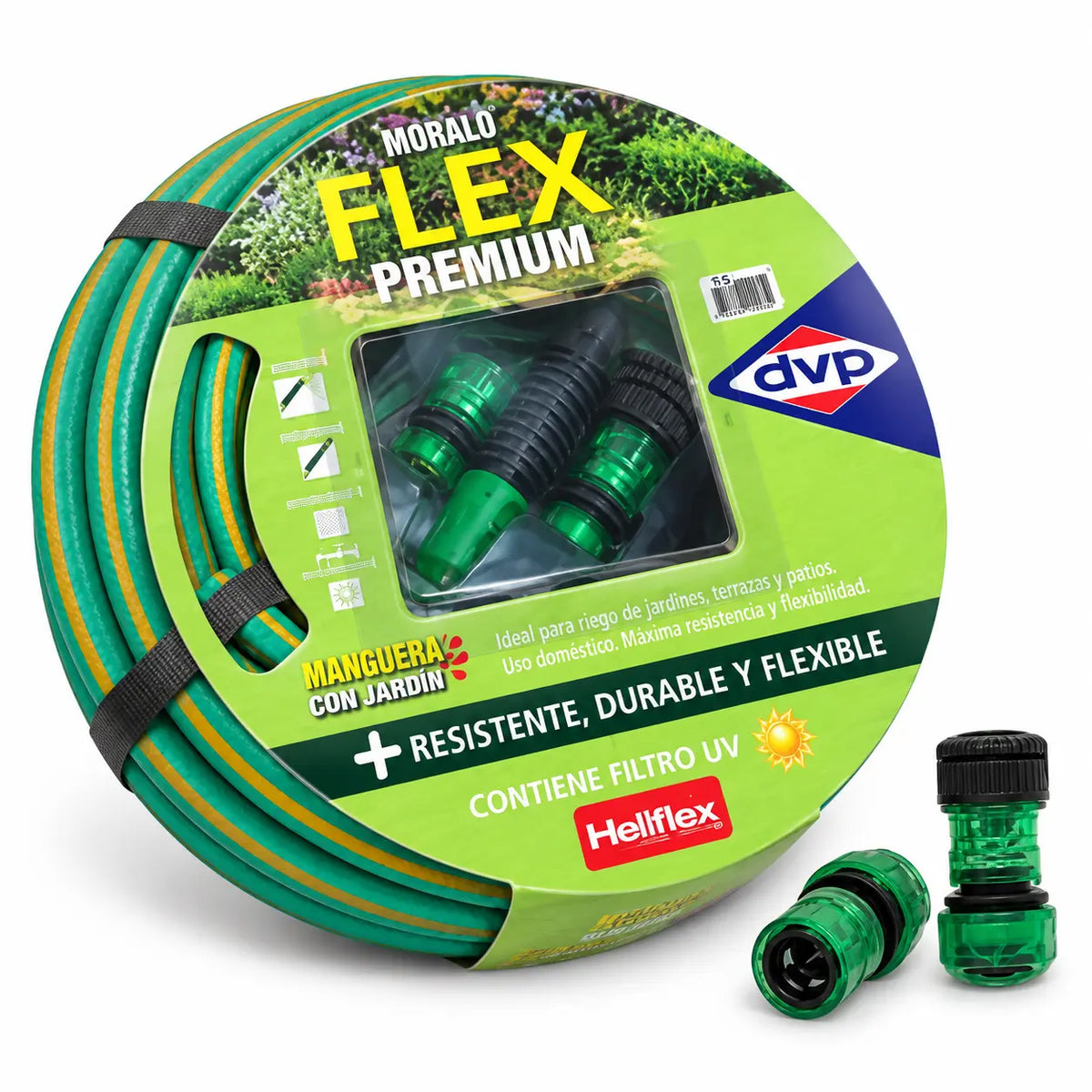 Manguera de Riego DVP Helijardín Flex 1/2" x 20 m con Accesorios