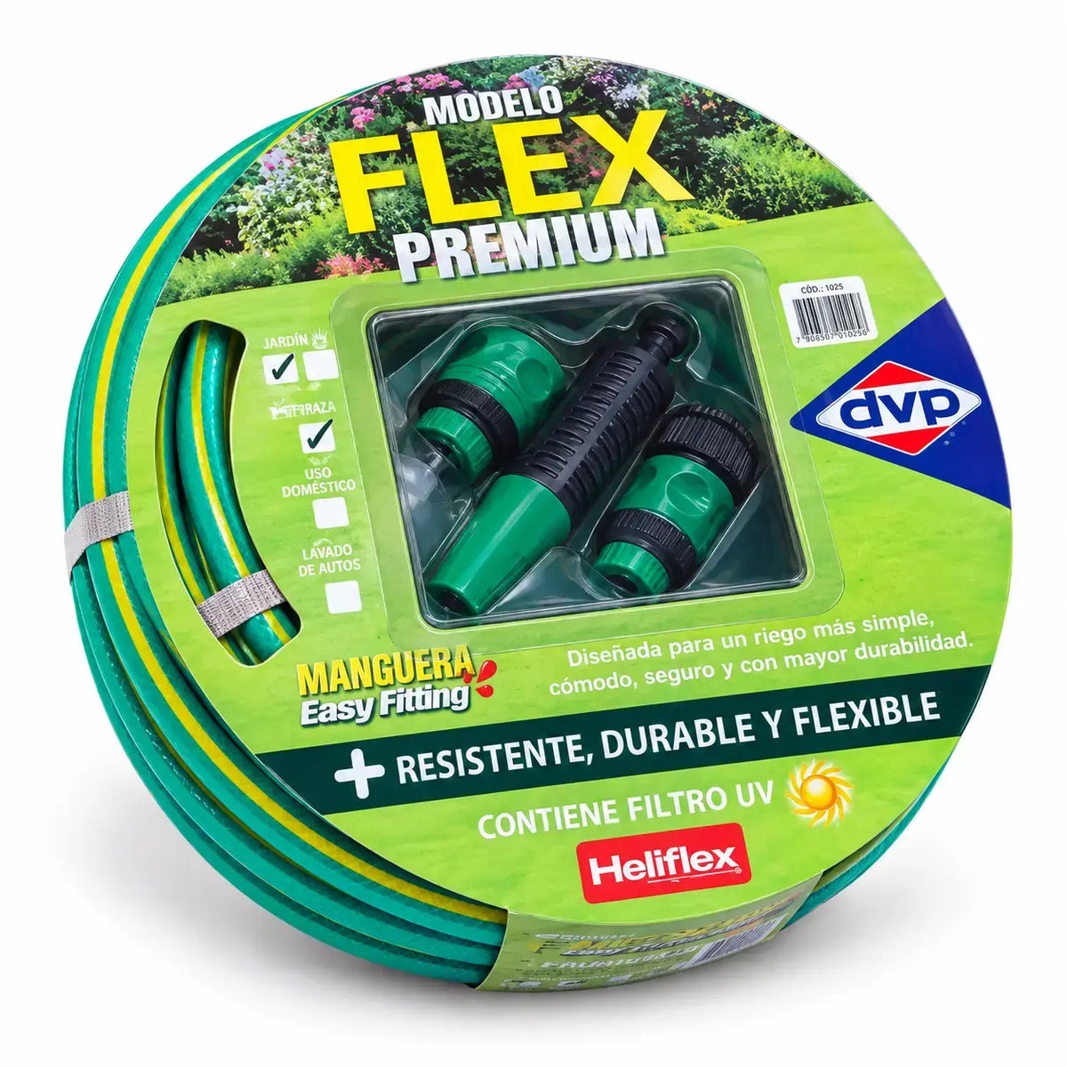 Manguera de Riego DVP Helijardín Flex 3/4" x 25 m con Accesorios