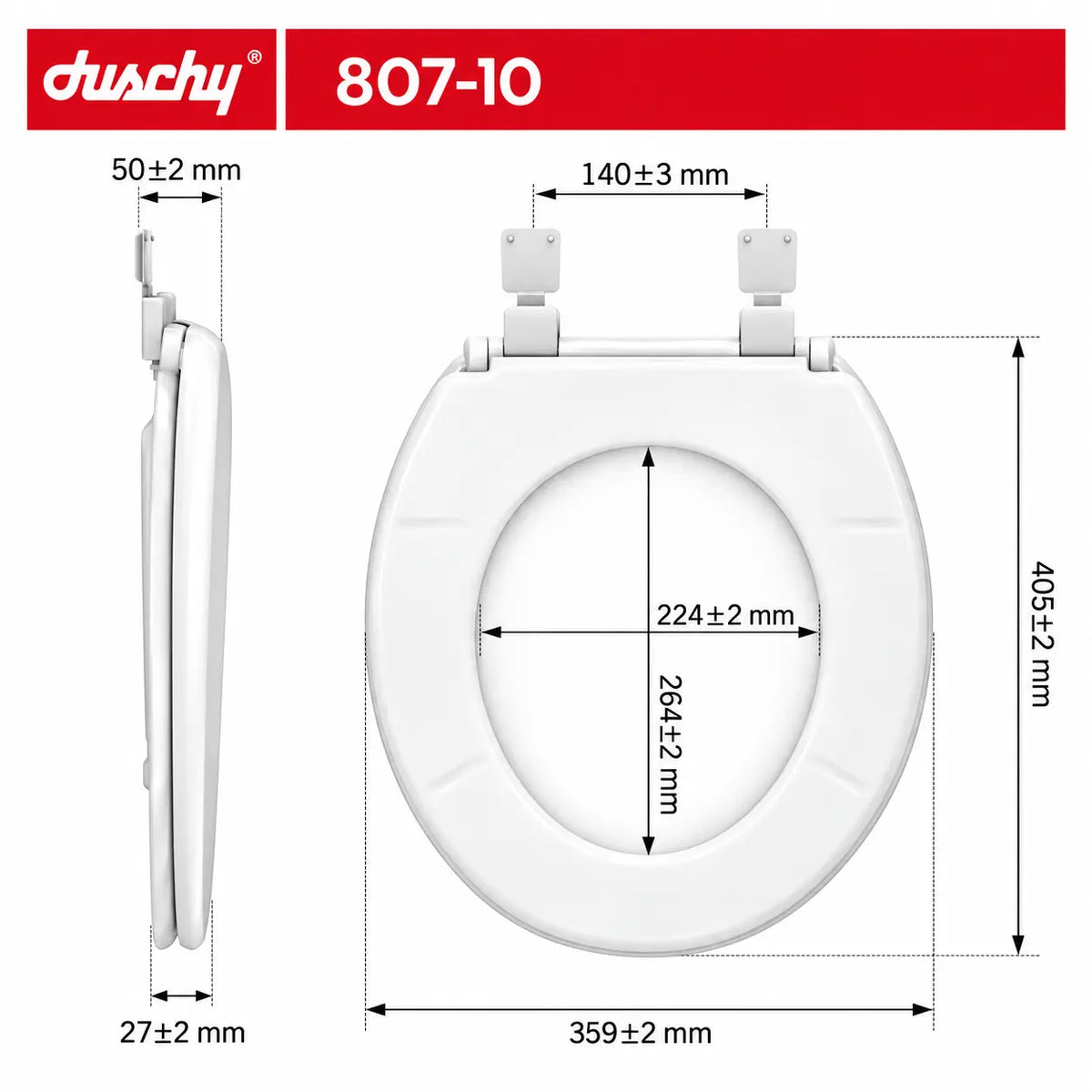 Asiento WC Redondo Duschy Eko 359 x 405 mm