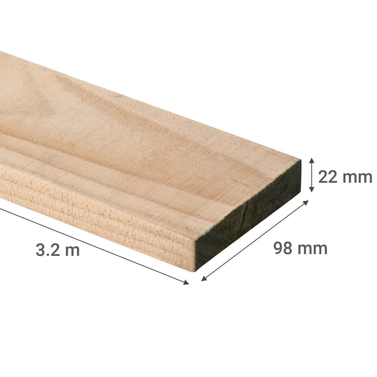 Pino Dimensionado Verde 1x4x3.20 mt