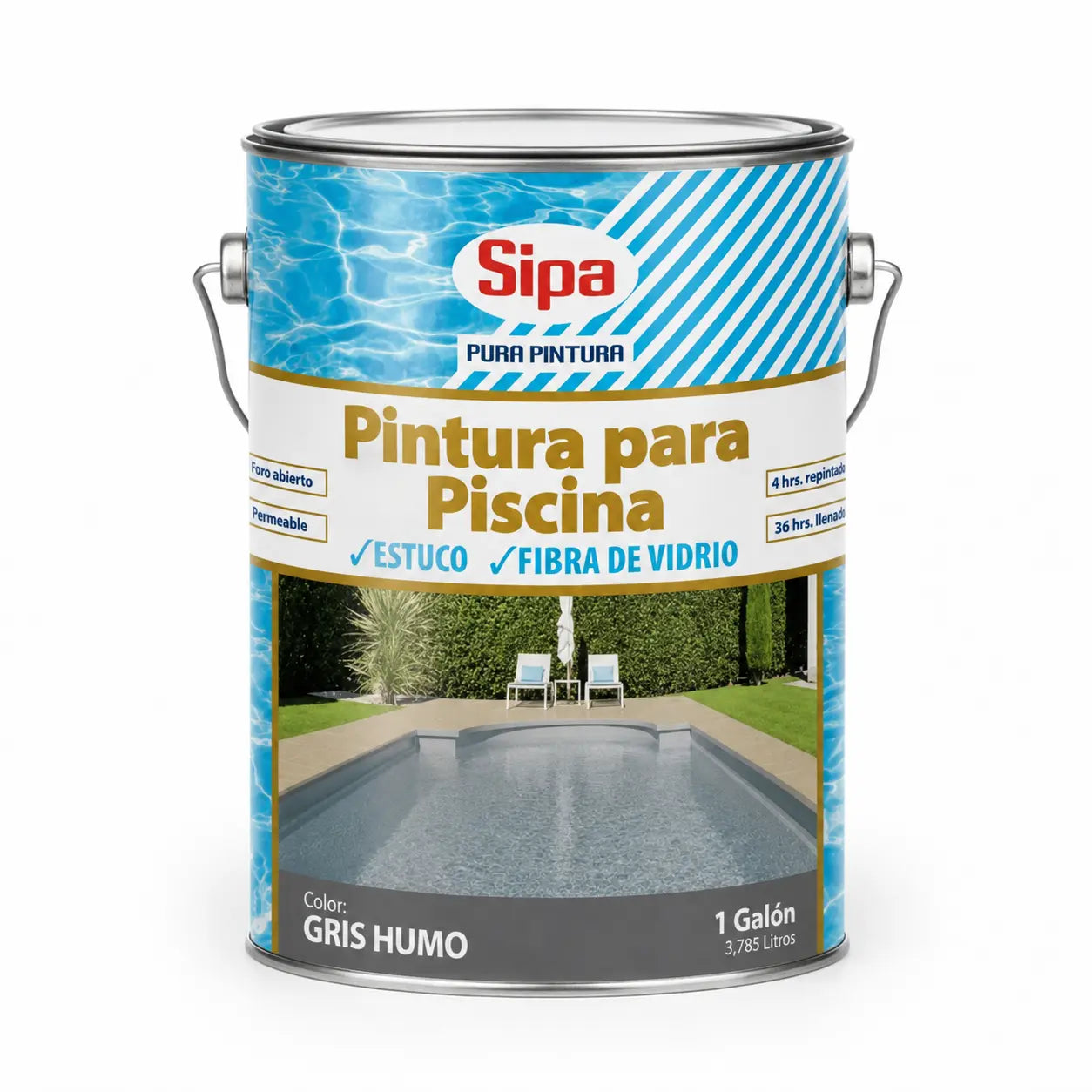 Pintura para Piscina Sipa Gris Humo 1 Galón