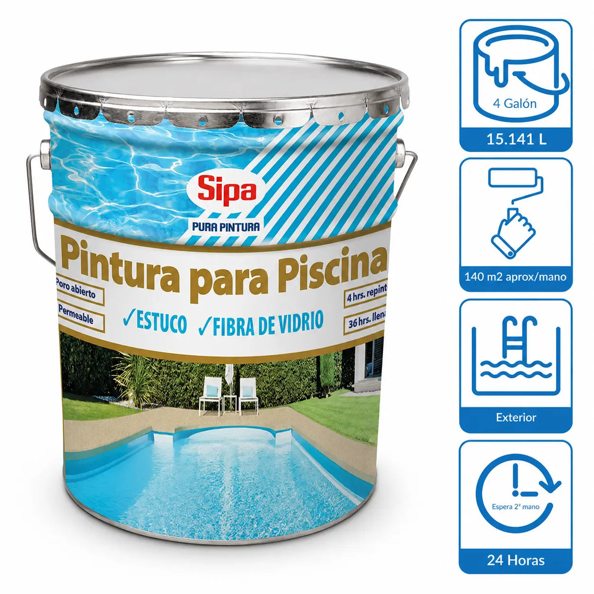 Pintura para Piscina Sipa Azul 4 Galones