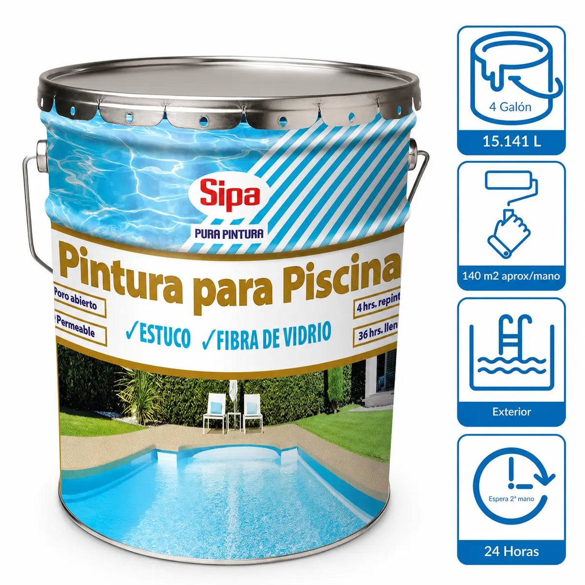 Pintura para Piscina Sipa Celeste 4 Galones