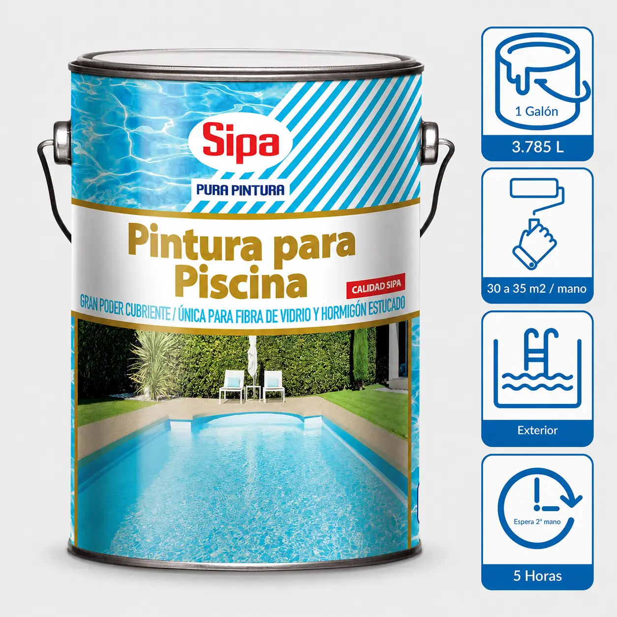 Pintura para Piscina Sipa Celeste 1 Galón