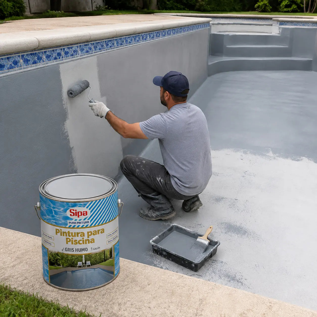 Pintura para Piscina Sipa Gris Humo 1 Galón