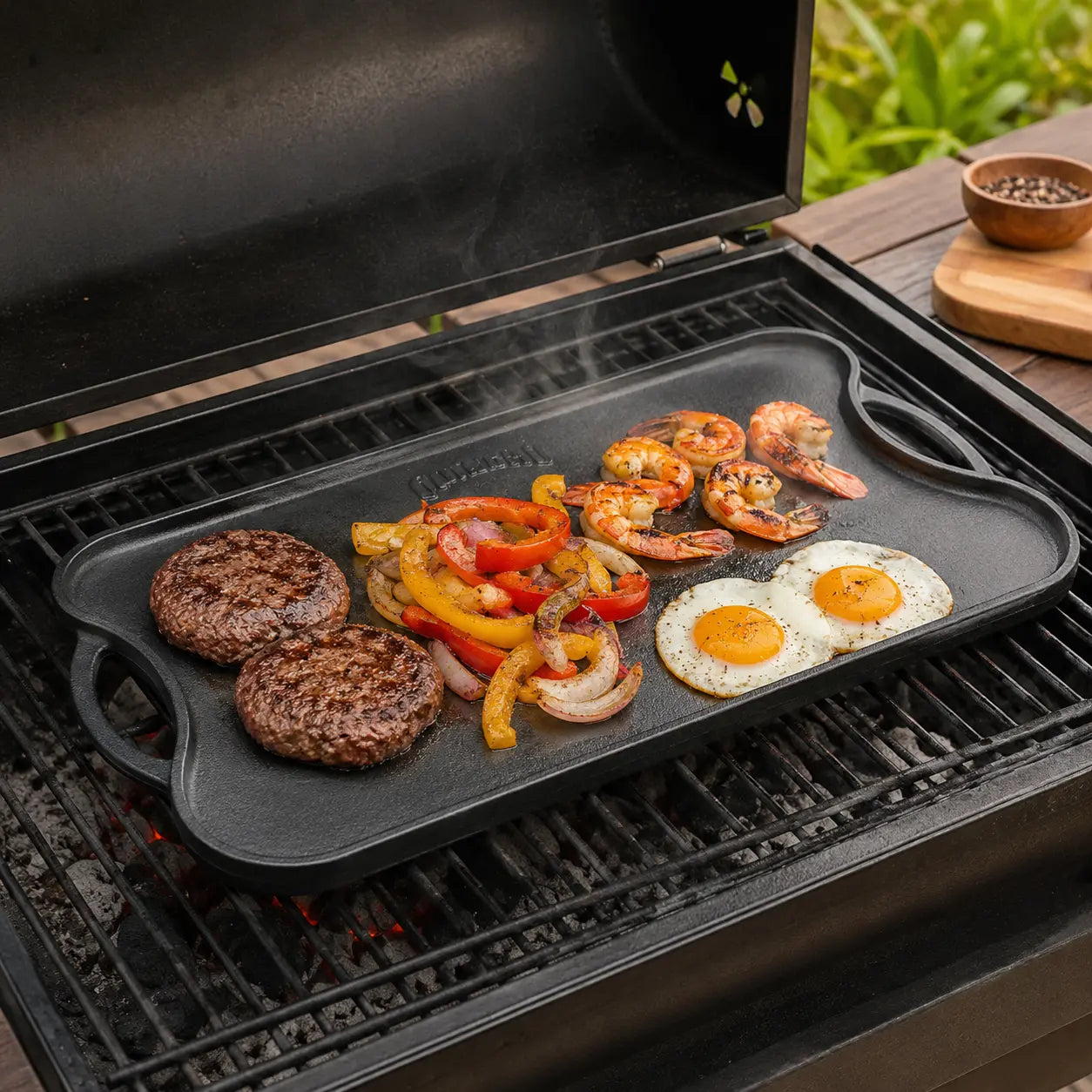 Plancha Grill Reversible Quincho BBQ 50 x 27 cm Fierro Fundido
