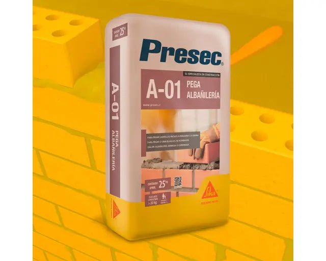 Presec Mortero A-01 25 kg | Pega Albañilería