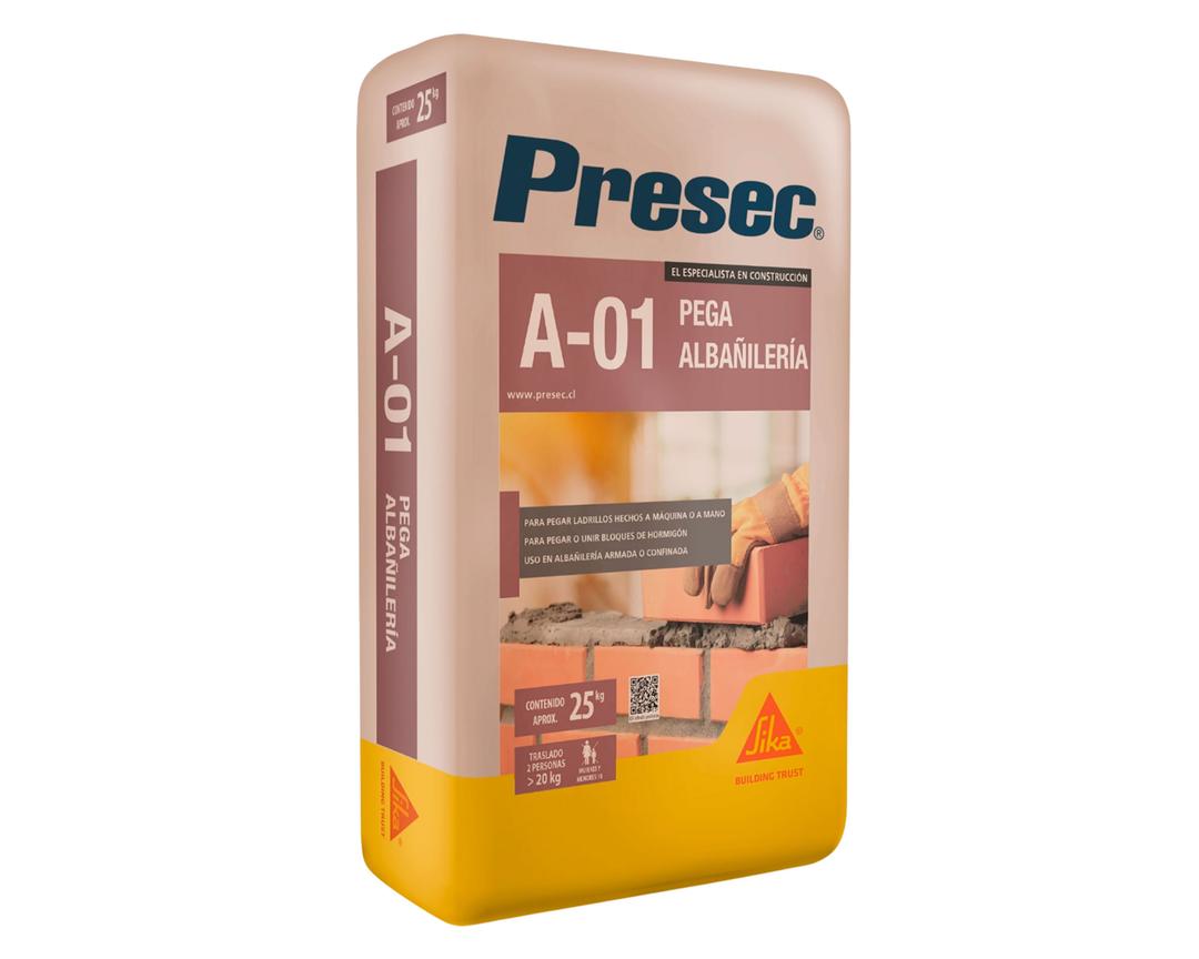Presec Mortero A-01 25 kg | Pega Albañilería