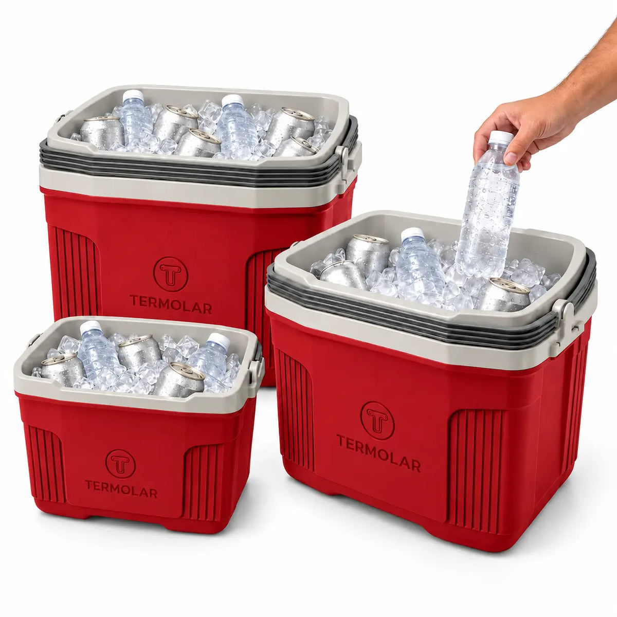 Set 3 Coolers Termolar AirFlow 32 L + 20 L + 8 L Rojo