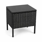 Set de Terraza 3 Piezas Ratán Sintético Negro con Cojines
