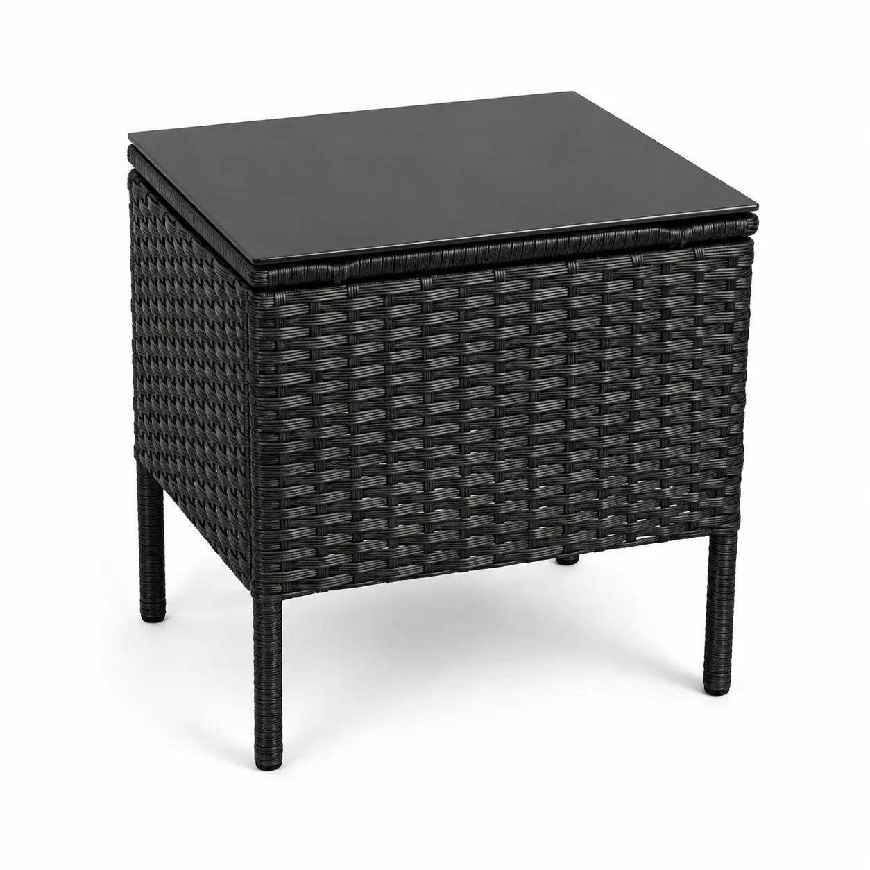 Set de Terraza 3 Piezas Ratán Sintético Negro con Cojines