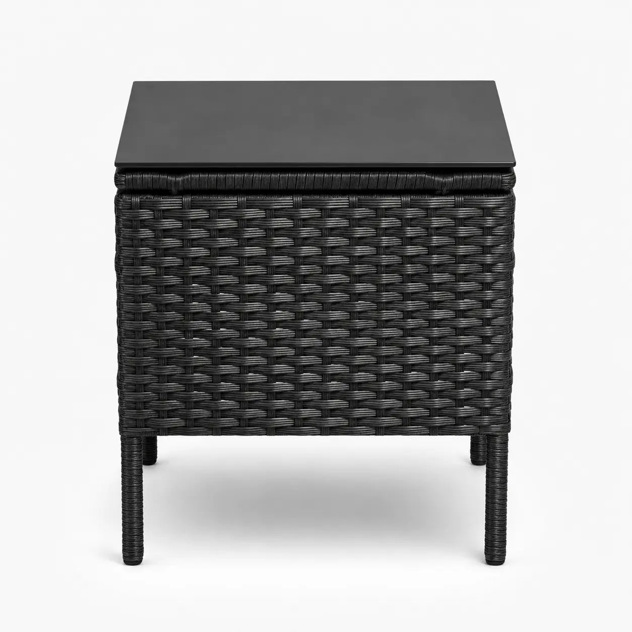 Set de Terraza 3 Piezas Ratán Sintético Negro con Cojines