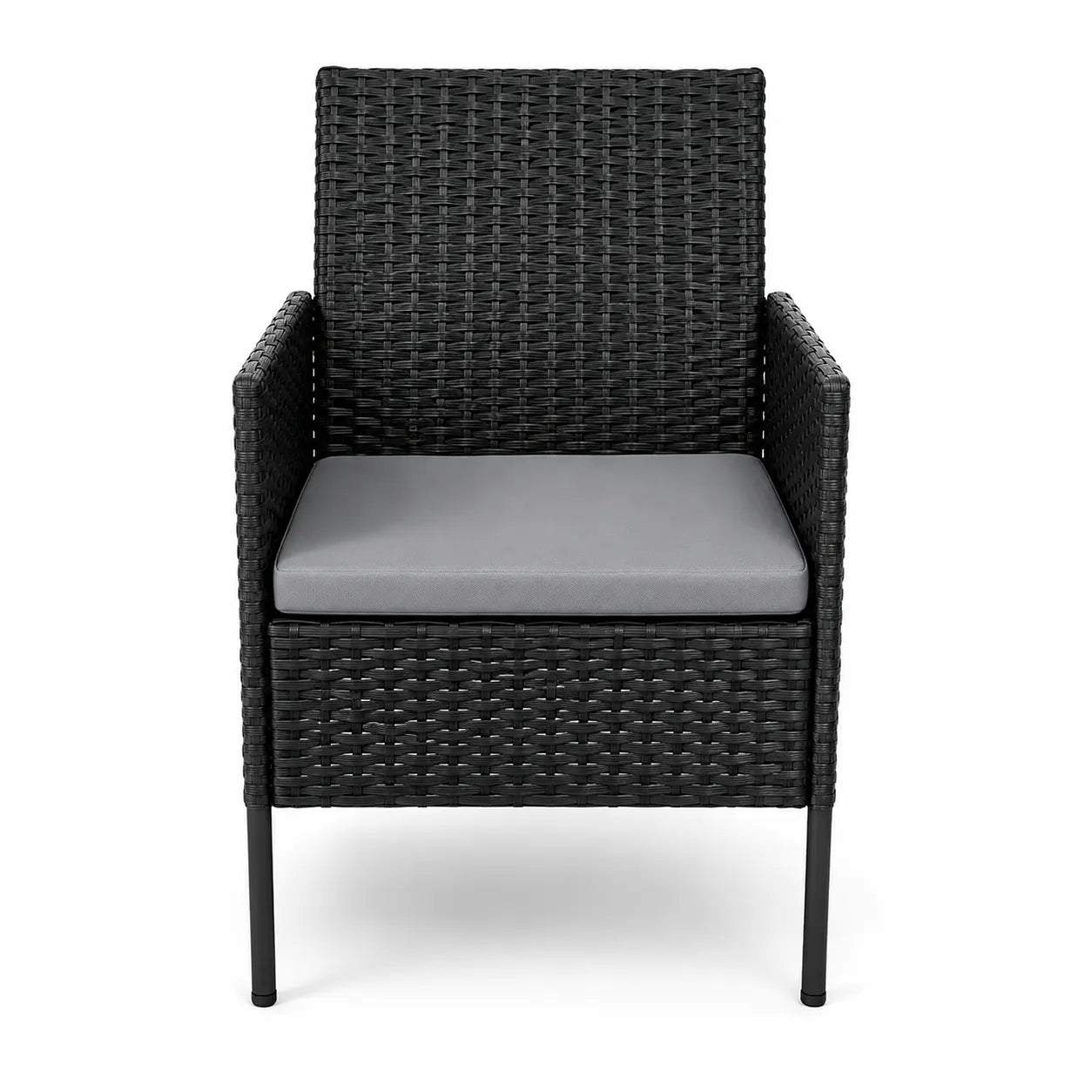 Set de Terraza 3 Piezas Ratán Sintético Negro con Cojines