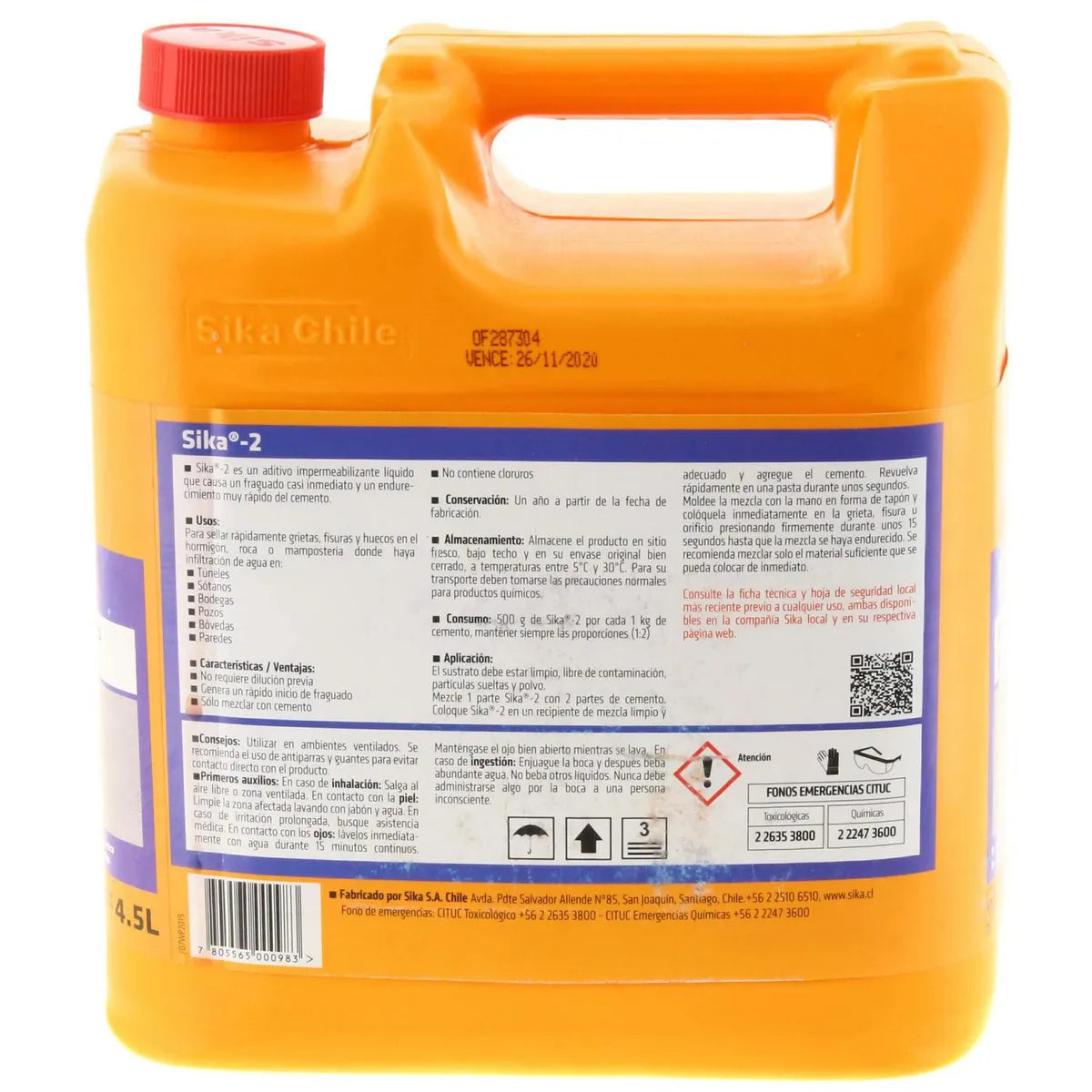 Sika 2 Aditivo Acelerante Fraguado Cemento 4.5 lts