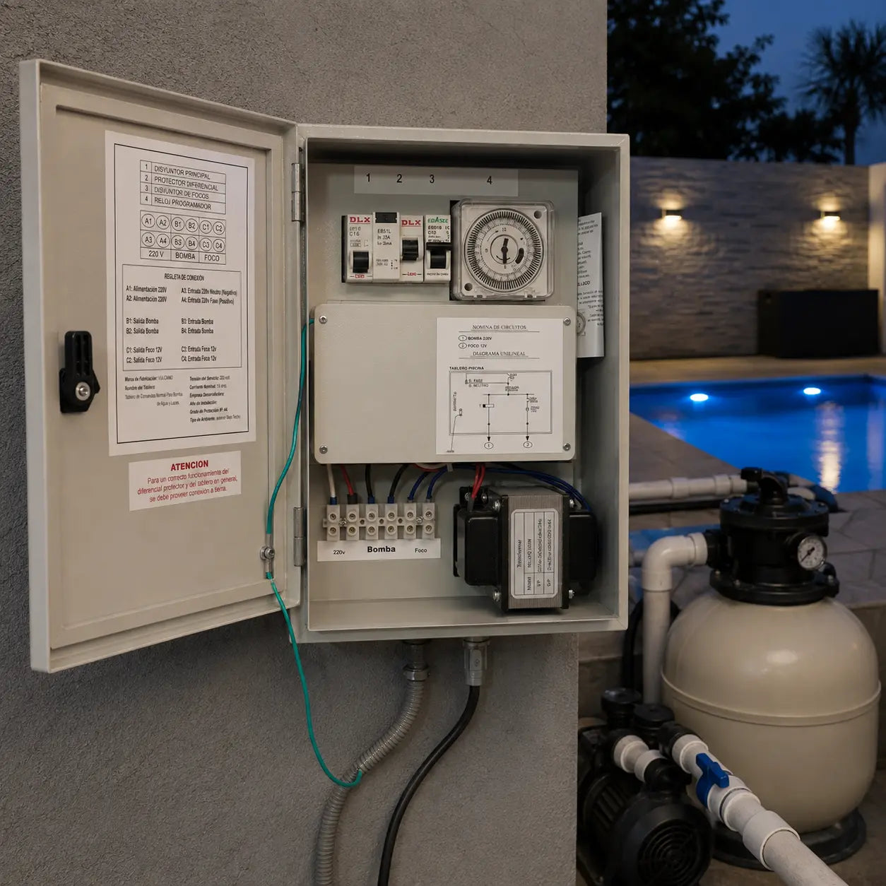 Tablero de Conexión Vulcano 100W 12 VCC para Iluminación de Piscina