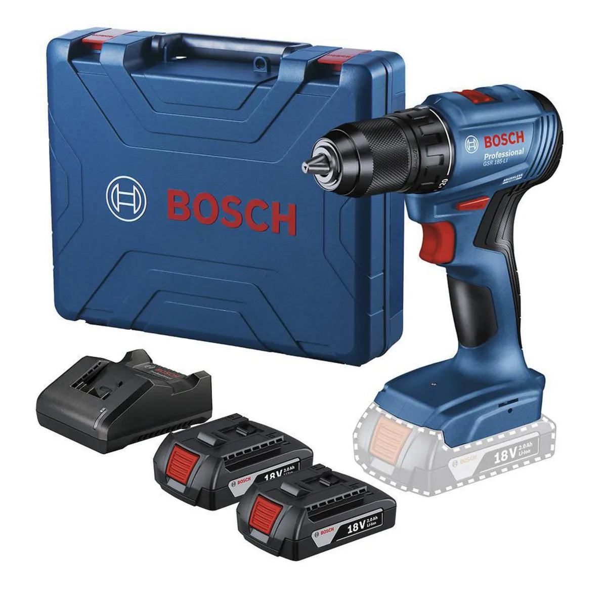 Bosch Taladro Atornillador 18v GSR 185 Li + 2 Baterías + Cargador