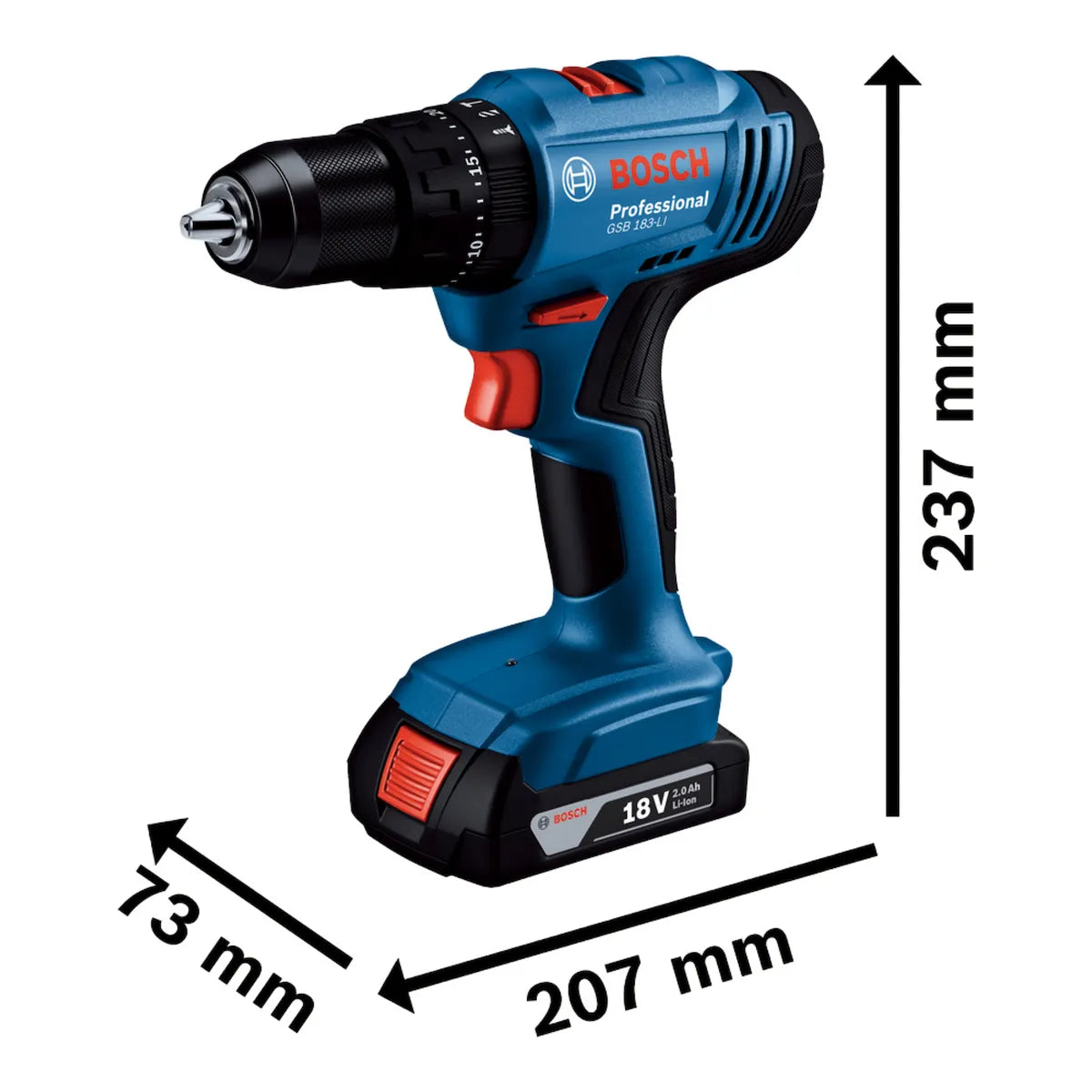 Bosch Taladro Percutor Atornillador GSB 183 Li + 2 Baterías y Cargador