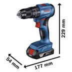 Bosch Taladro Percutor Inalámbrico 18v GSB 185 + 2 Baterías y Cargador