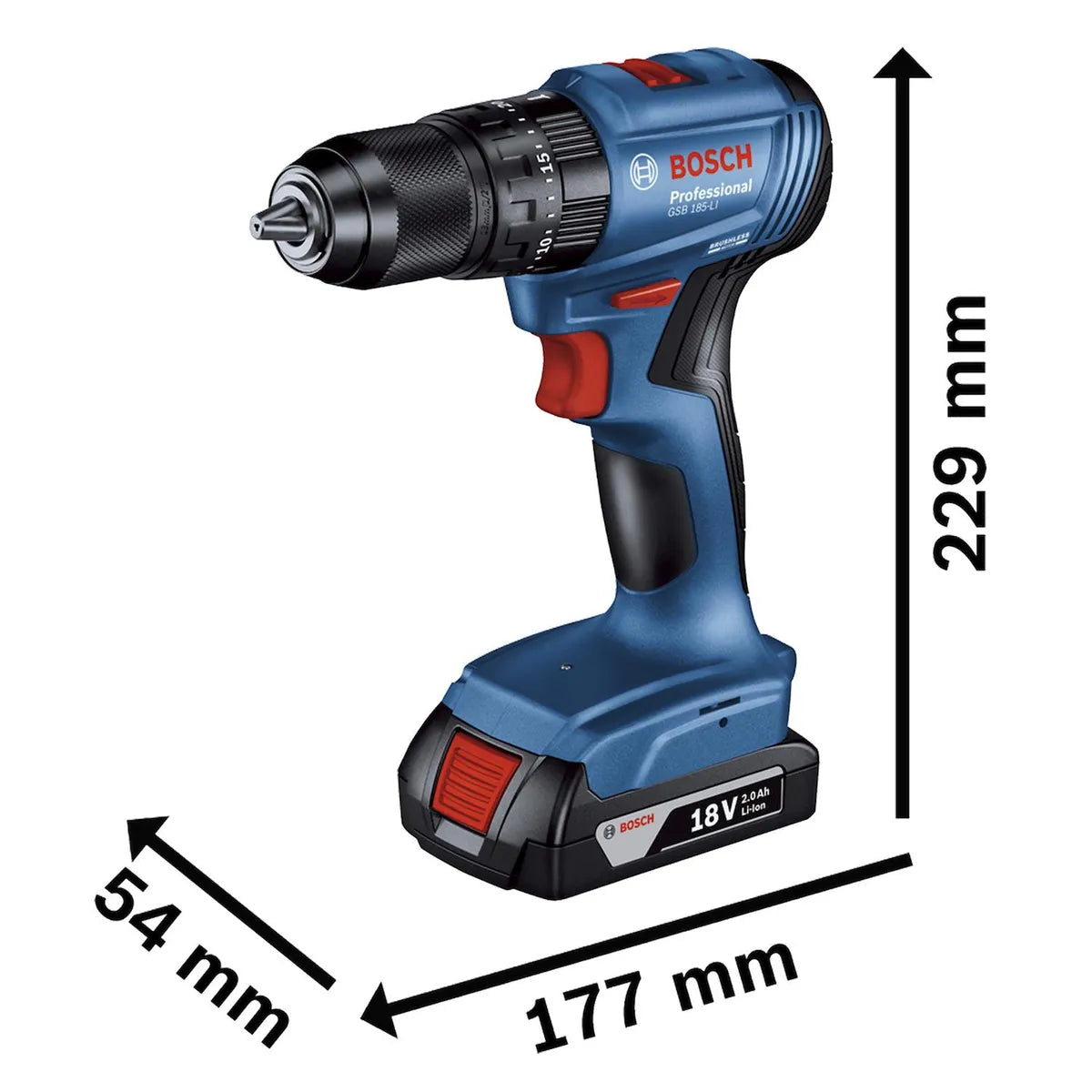 Bosch Taladro Percutor Inalámbrico 18v GSB 185 + 2 Baterías y Cargador