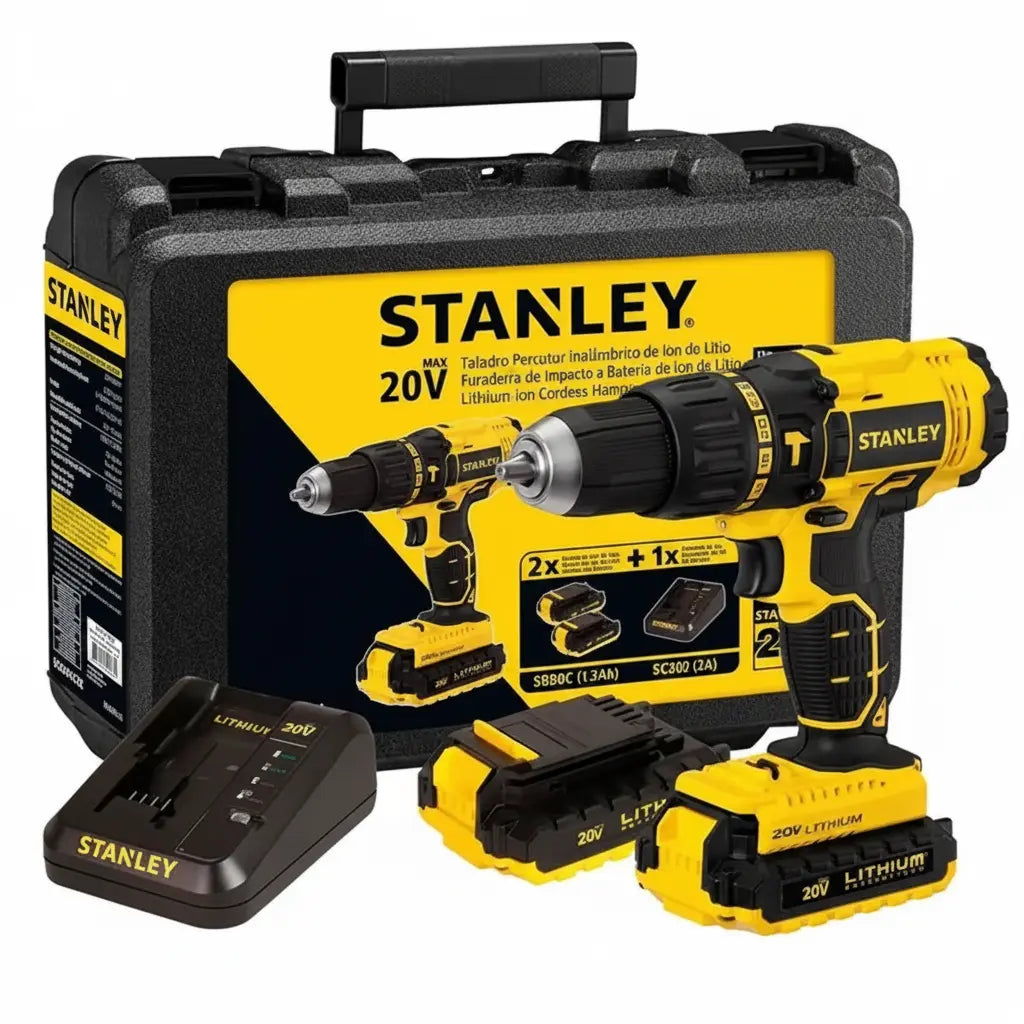 kit Stanley Taladro Percutor Inalámbrico 20V SCH201C2K-B2C + 2 Baterías
