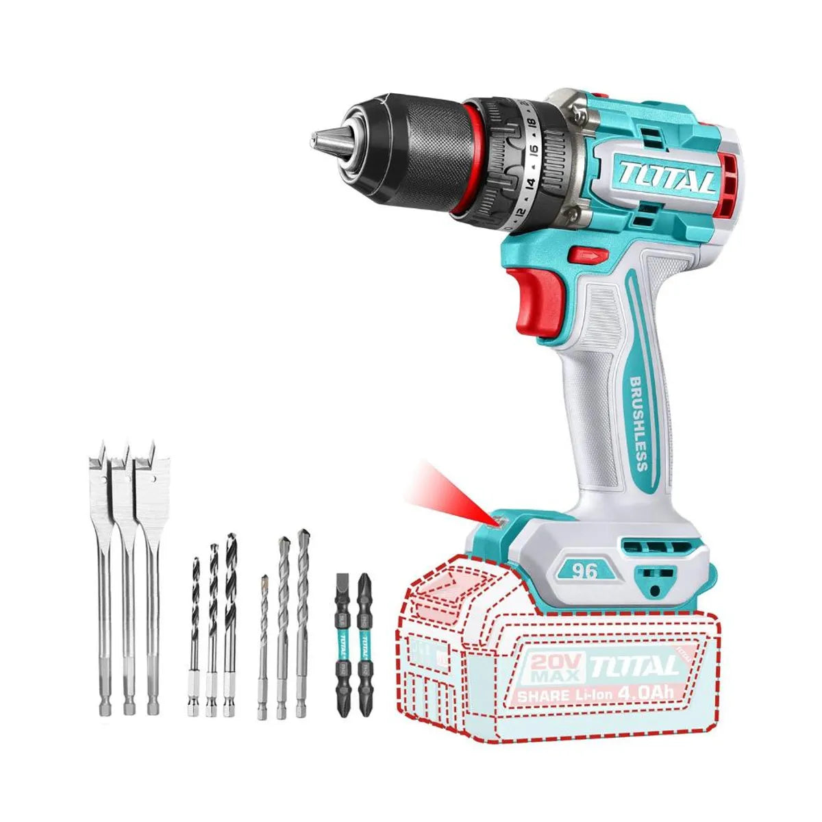 Kit Taladro Percutor 96Nm y Esmeril Angular Total 20V