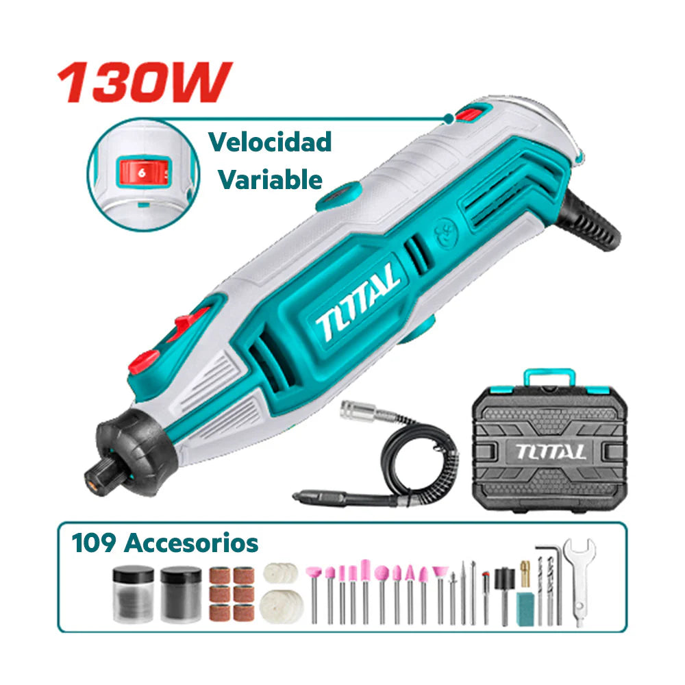 Mini Rectificadora Total TG513326-7 130W con 109 Accesorios
