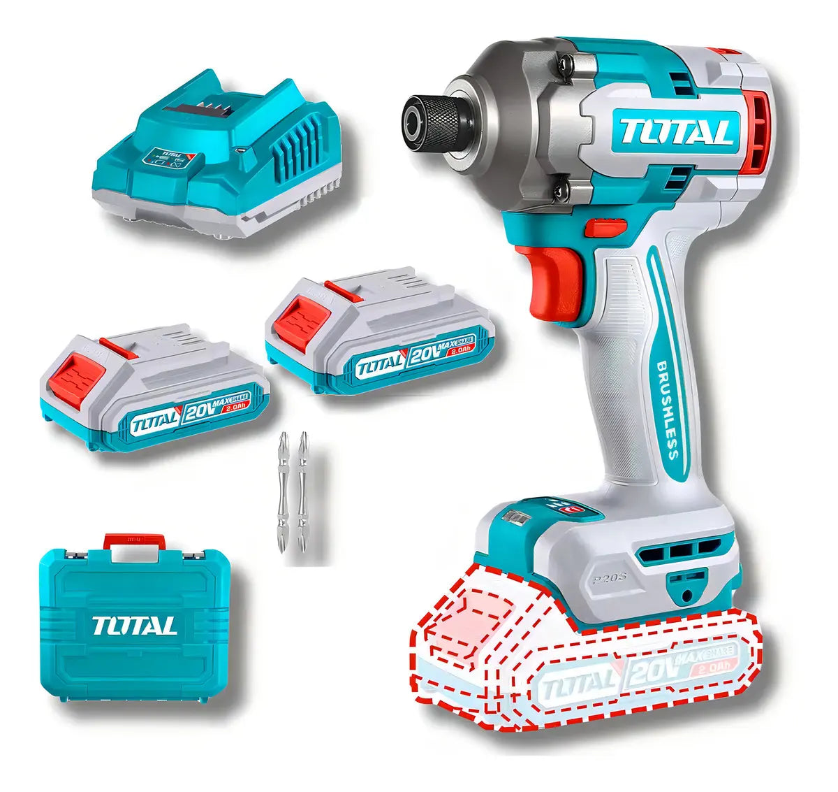 Atornillador de Impacto Inalámbrico Total 20V 230Nm