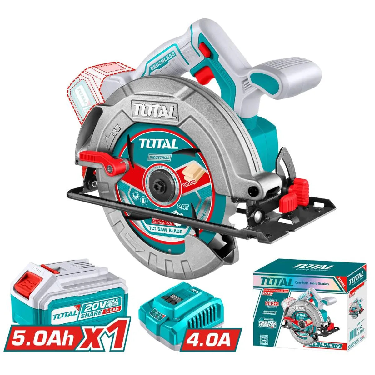 Sierra Circular Inalámbrica Brushless Total TSLI18513 20V 7-1/4”