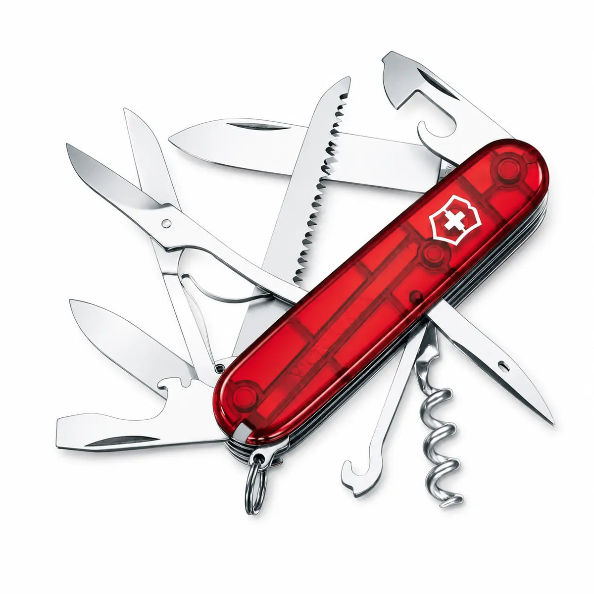 Navaja Suiza Victorinox Huntsman Roja Translúcida 15 Funciones